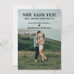 Typography Wedding Postponement Save The Date