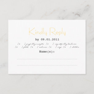 Typography Wedding RSVP in Gray and Yellow Card