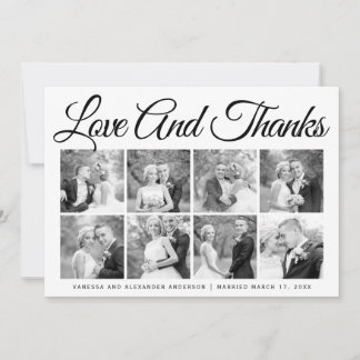 Typography wedding Thank You eight photo collage Card