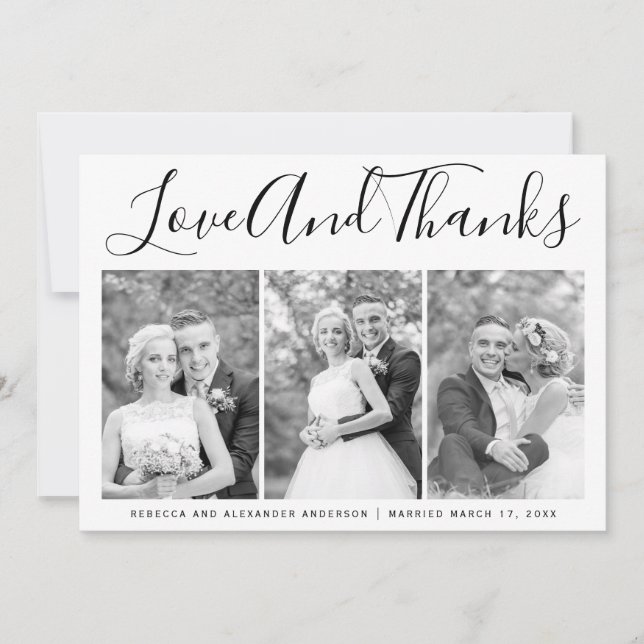 Typography wedding Thank You three photo collage (Front)