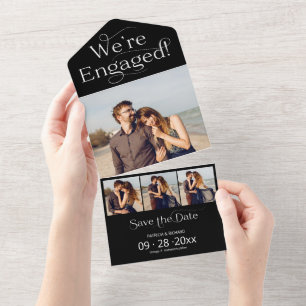 Typography We're Engaged Save The Date All In One  All In One Invitation
