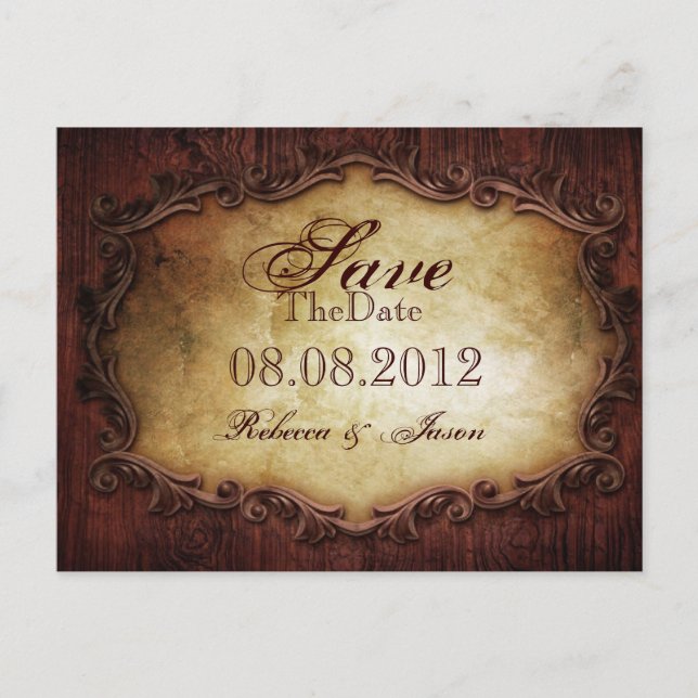 typography western country wedding save the date announcement postcard (Front)