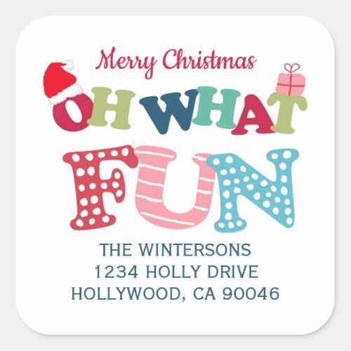 Typography What Fun Christmas Return Address Label