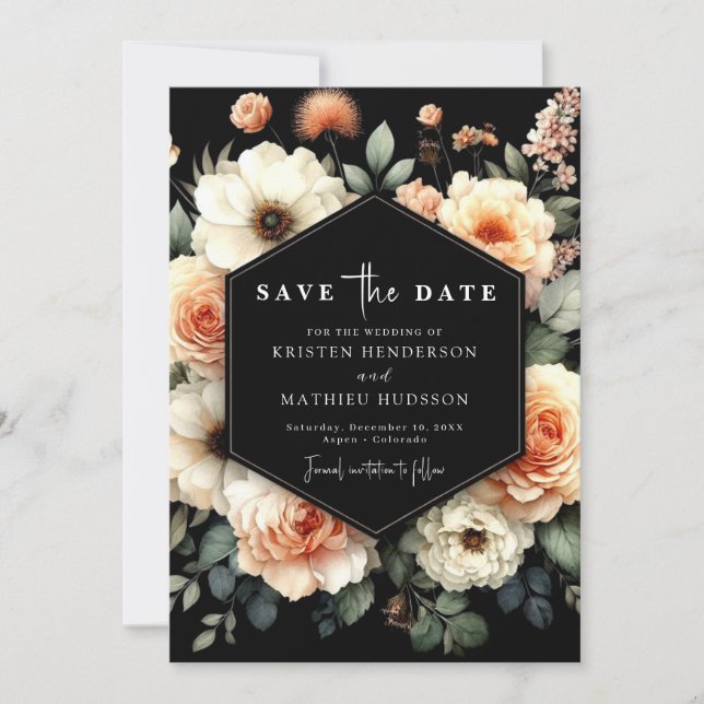 Typography Whimsical Peach Wedding Save The Date (Front)