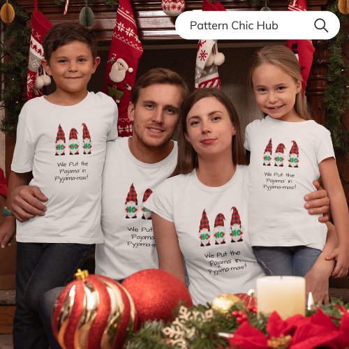 Typography White Modern Pajama Family Christmas  T_Shirt