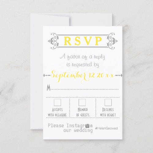 Typography with Instagram hashtag wedding RSVP