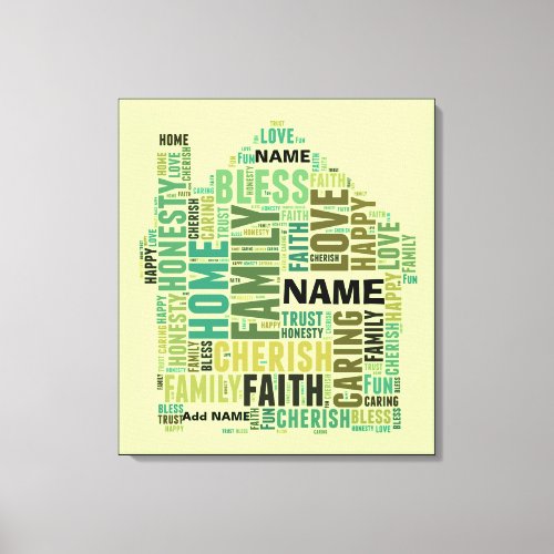 Typography Word Cloud Home Add Names to Customize Canvas Print