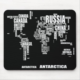 Typography World Map Mouse Pad