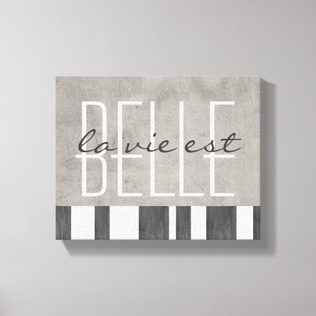 typography wrapped canvas la vie est belle print (Front)