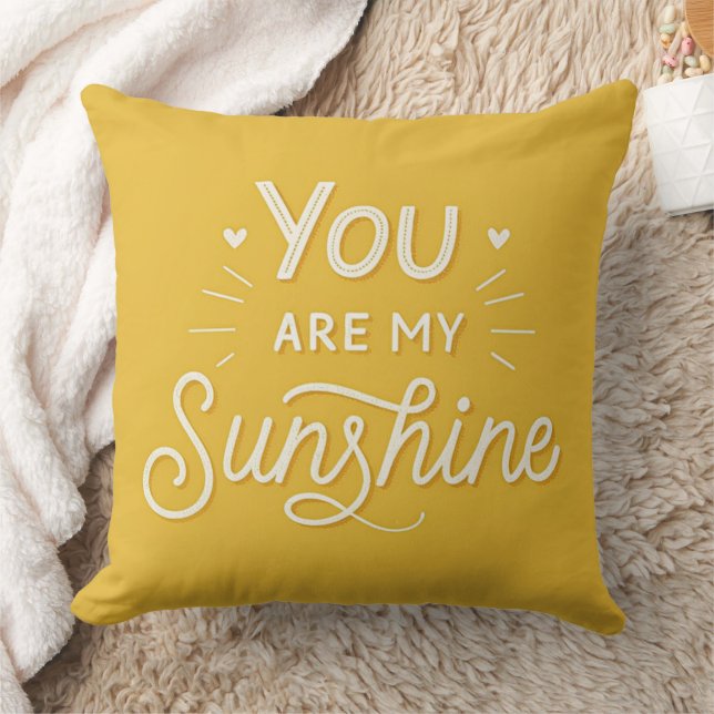 Typography You are my Sunshine Yellow Throw Pillow (Blanket)