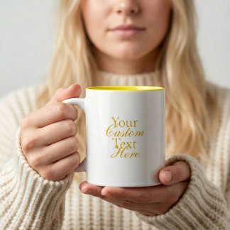 Typography Your Quote Serif And Script Yellow Two-Tone Coffee Mug