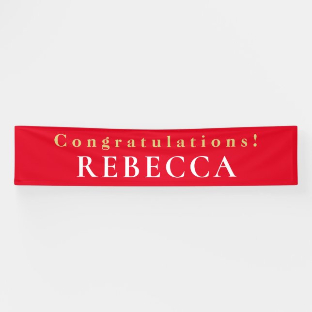 Typographyl Congratulations Name Red Graduate Banner (Horizontal)