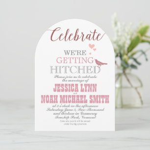 Typogrphy Dusty Pink Vintage Bird Pastel Wedding Invitation