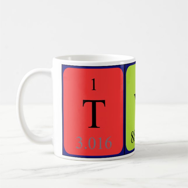 Tyra periodic table name mug (Left)