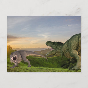 Tyrannosaurs Dinosaur Battle Postcard