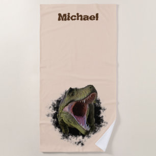 Tyrannosaurs T-rex Dinosaur Personalized Name Beach Towel