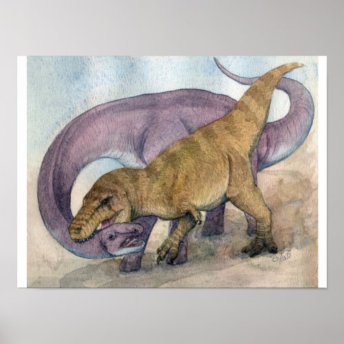 Tyrannosaurus and Alamosaurus Print