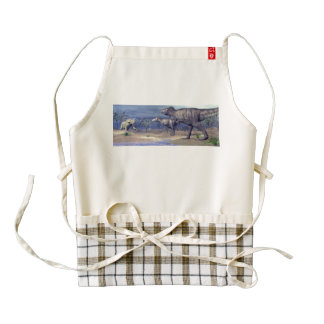 Tyrannosaurus attacking triceratops - 3D render Zazzle HEART Apron