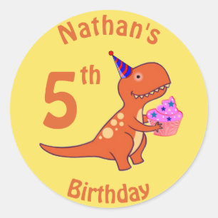 Tyrannosaurus Birthday Classic Round Sticker