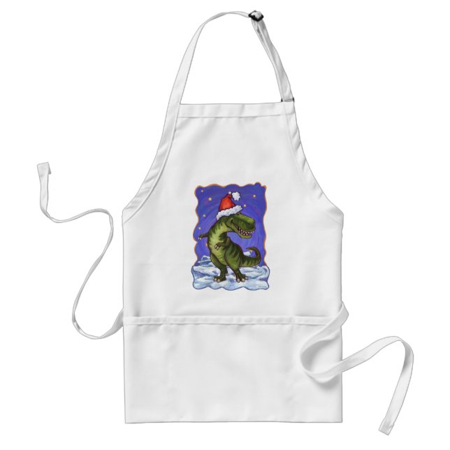 Tyrannosaurus Christmas Adult Apron (Front)