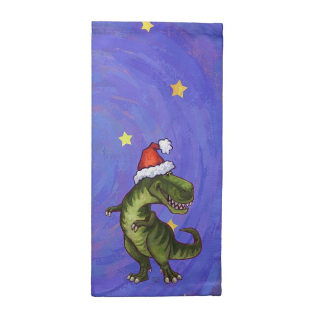 Tyrannosaurus Christmas Cloth Napkin (Half Fold)