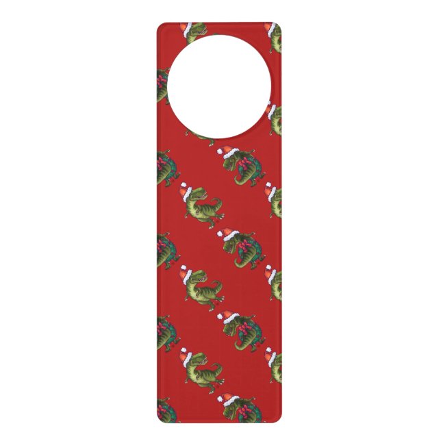 Tyrannosaurus Christmas Door Hanger (Front)