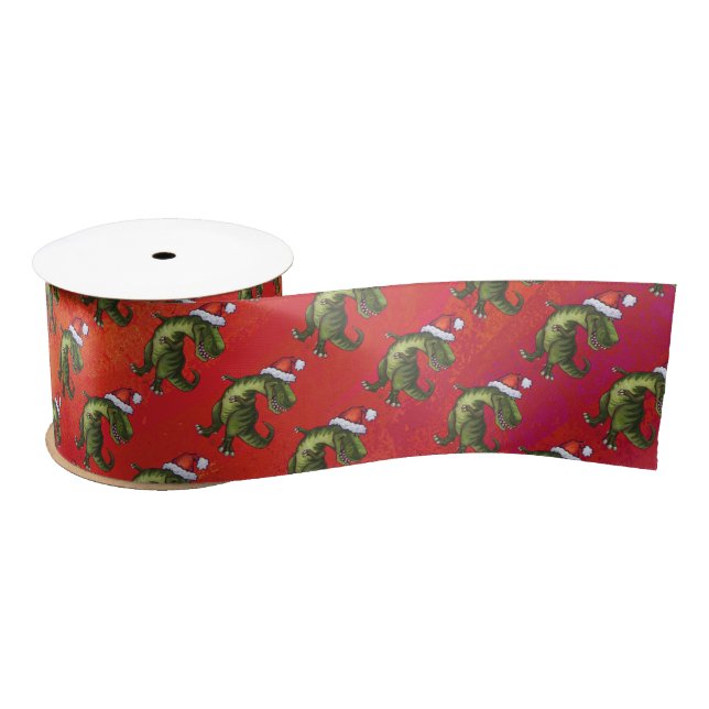 Tyrannosaurus Christmas Satin Ribbon (Spool)