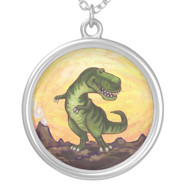 Tyrannosaurus Gifts & Accessories Silver Plated Necklace (Front)