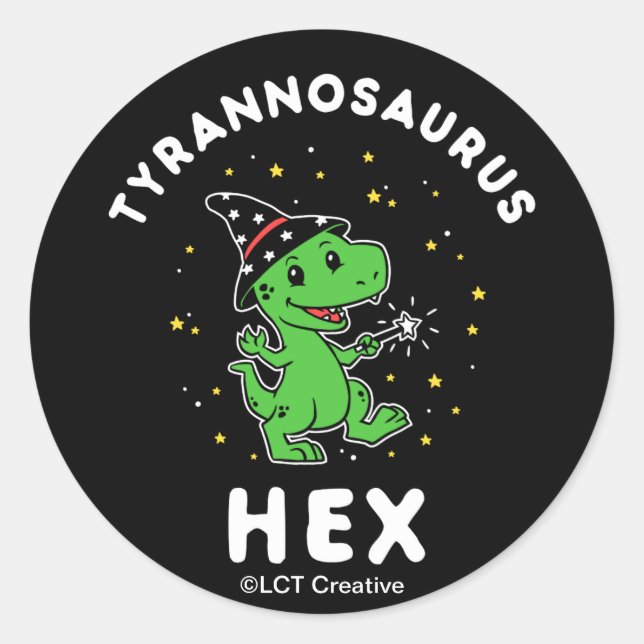 Tyrannosaurus Hex Classic Round Sticker (Front)