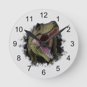 Tyrannosaurus Hole Dinosaur Jurassic Round Clock