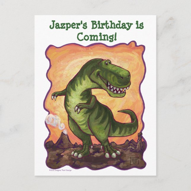 Tyrannosaurus Party Center Announcement Postcard (Front)