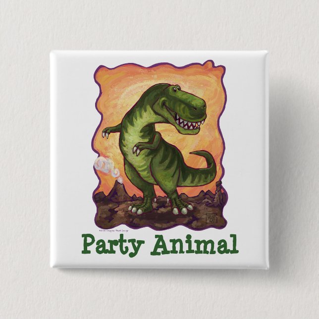 Tyrannosaurus Party Center Button (Front)