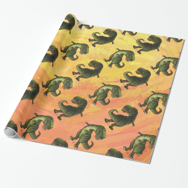Tyrannosaurus Patterns Wrapping Paper (Unrolled)