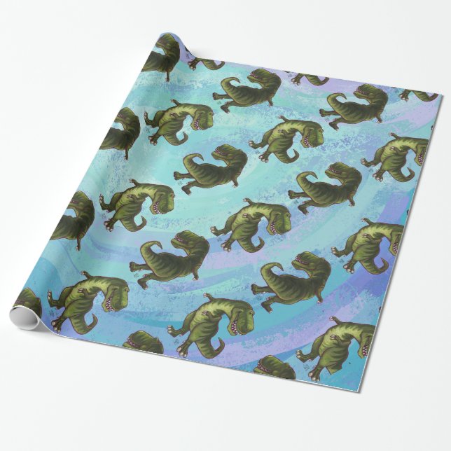 Tyrannosaurus Patterns Wrapping Paper (Unrolled)