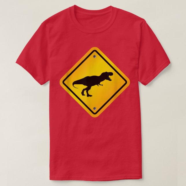 Tyrannosaurus Re Dinosaur Crossing Design  T-Shirt (Design Front)