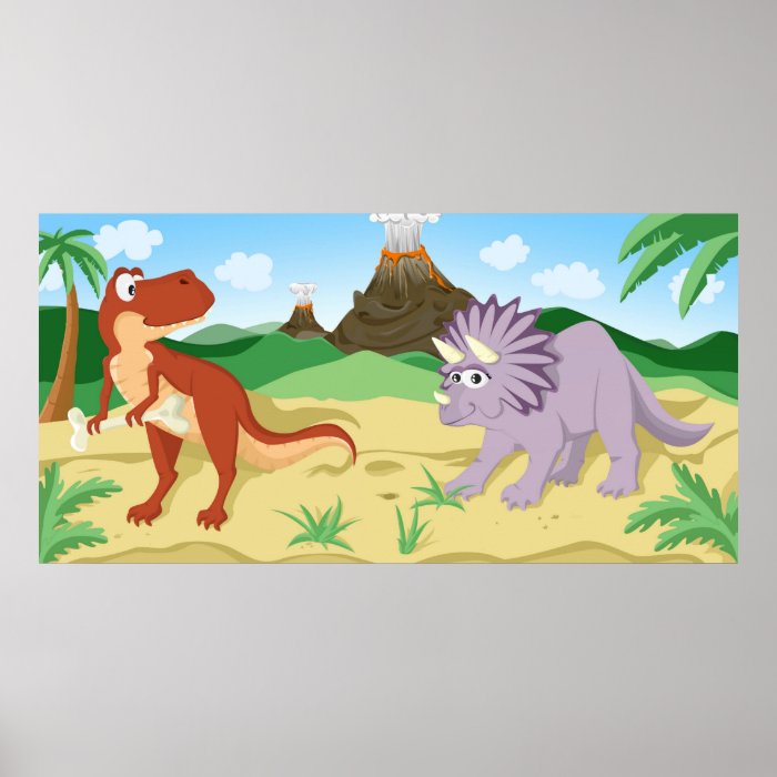 Tyrannosaurus Rex and Triceratops Print