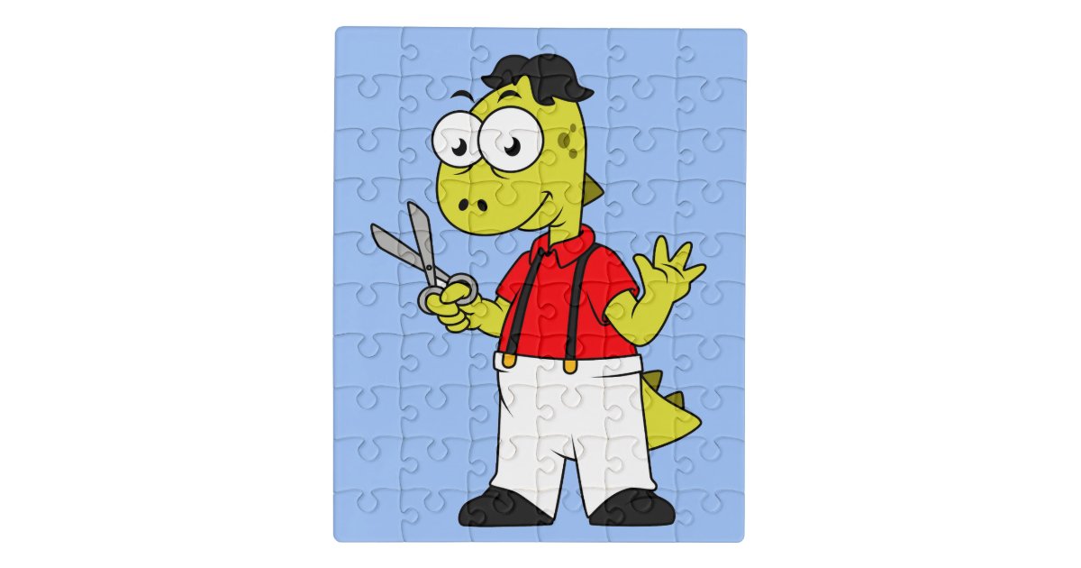 Tyrannosaurus Rex Barber With Scissors Jigsaw Puzzle Zazzle