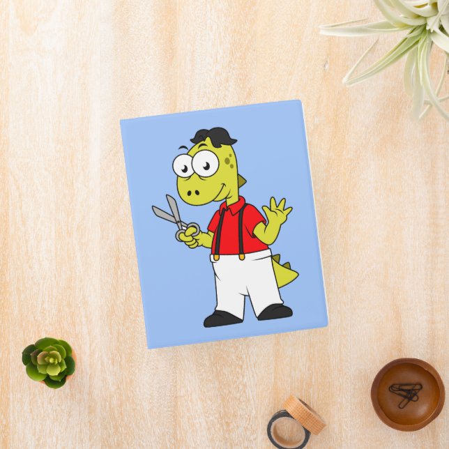 Tyrannosaurus Rex Barber With Scissors. Mini Binder (InSitu)