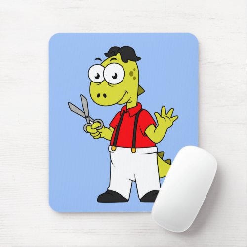 Tyrannosaurus Rex Barber With Scissors Mouse Pad
