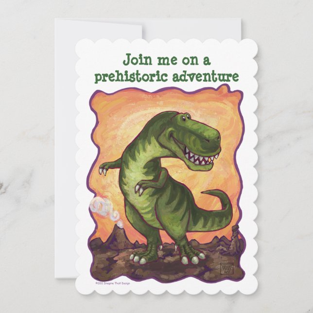 Tyrannosaurus Rex Bday Party Diecut Custom Invite (Front)