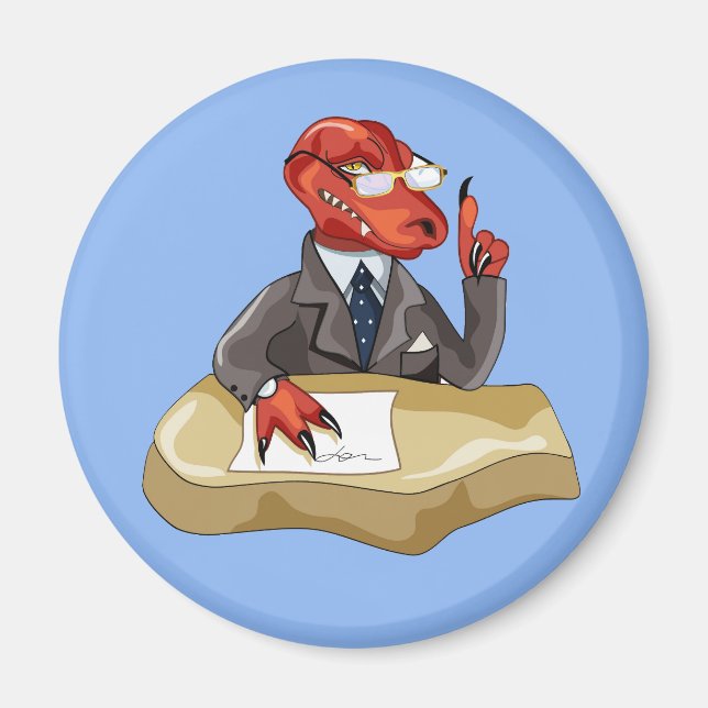 Tyrannosaurus Rex Boss Sitting At A Desk. 2 Magnet (Front)
