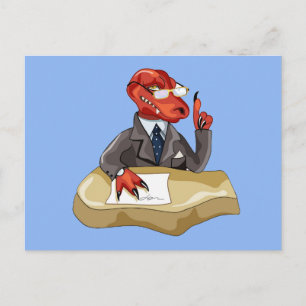 Tyrannosaurus Rex Boss Sitting At A Desk. 2 Postcard