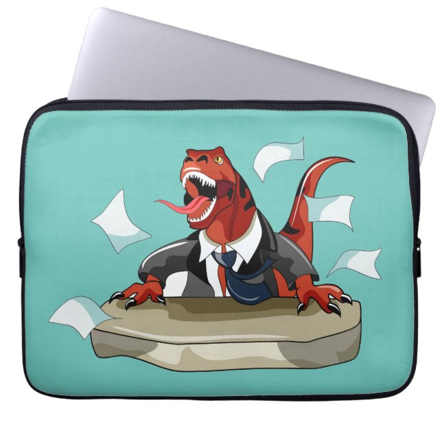 Tyrannosaurus Rex Boss Sitting At A Desk. Laptop Sleeve (Front)
