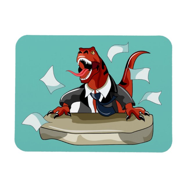 Tyrannosaurus Rex Boss Sitting At A Desk. Magnet (Horizontal)