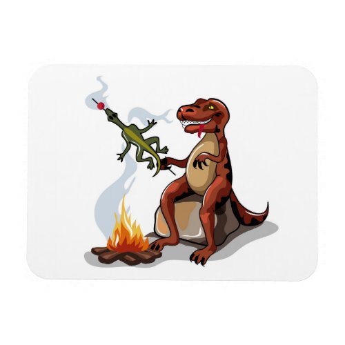 Tyrannosaurus Rex Cooking Food Over A Campfire Magnet