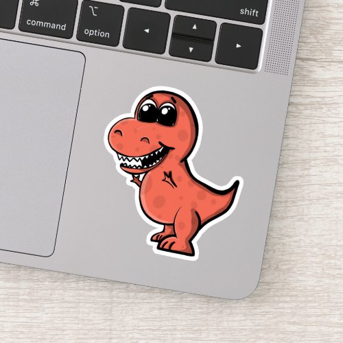 Tyrannosaurus Rex Cute Illustrated Red Dinosaur Sticker