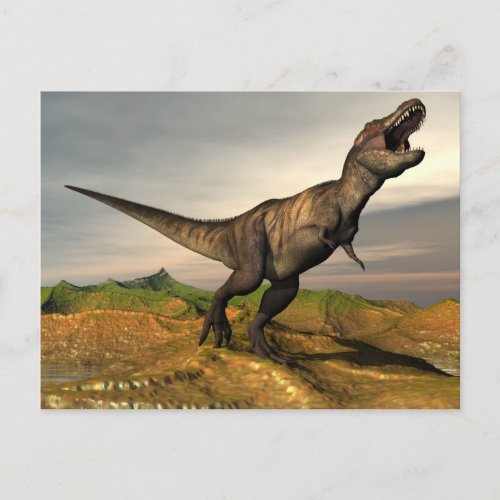 Tyrannosaurus rex dinosaur _ 3D render Postcard