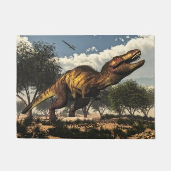 Tyrannosaurus Rex Dinosaur And Its Eggs Doormat by Elenarts_PaleoArts at Zazzle