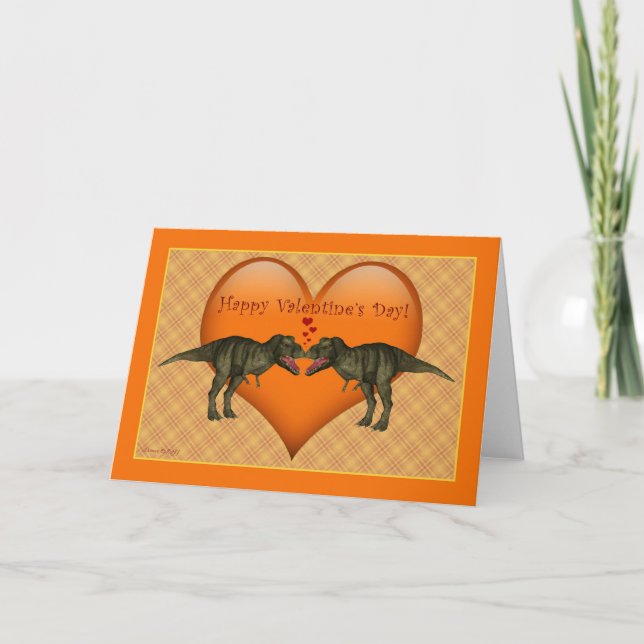 Tyrannosaurus Rex Dinosaur blank Valentine Card (Front)