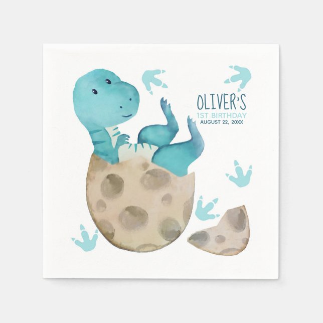 Tyrannosaurus Rex Dinosaur Boy Birthday Party  Napkins (Front)